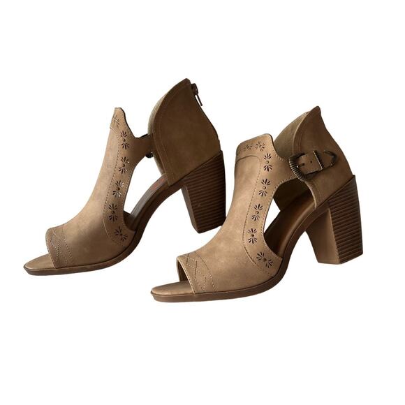 Jelly Pop Open Toe Booties, Tan Heels, Western, Cowgirl Booties - Picture 3 of 12